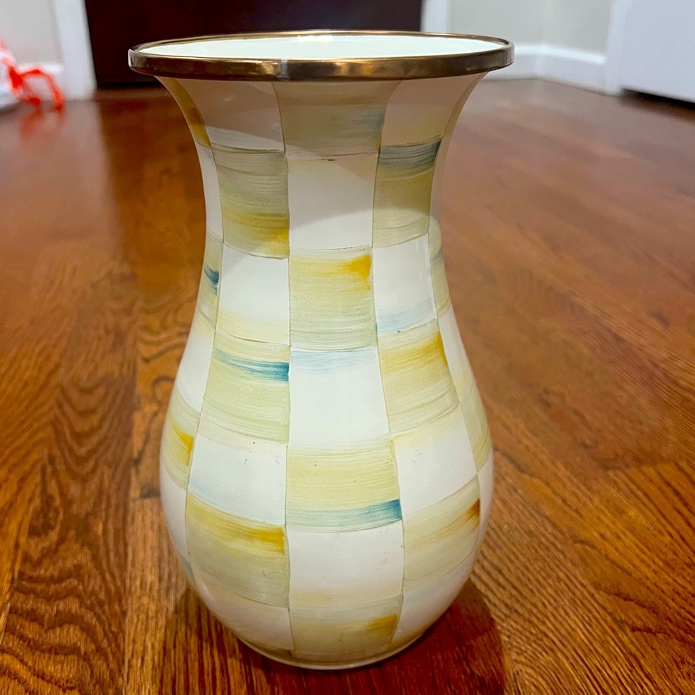 McKenzie Childs vase parchment check